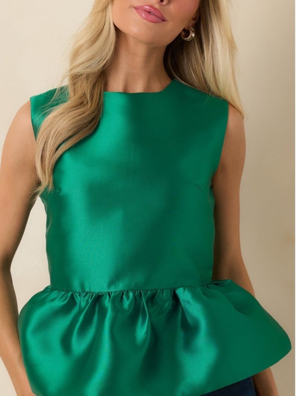 Prosperina Morrigan Emerald Green Peplum Top Emerald Green Size Small NWT